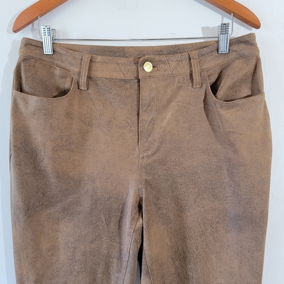 CHICO'S Women Brown Faux Leather High Rise Skinny Pants Sz 1.5/6 Fall Minimalist - Picture 3 of 11